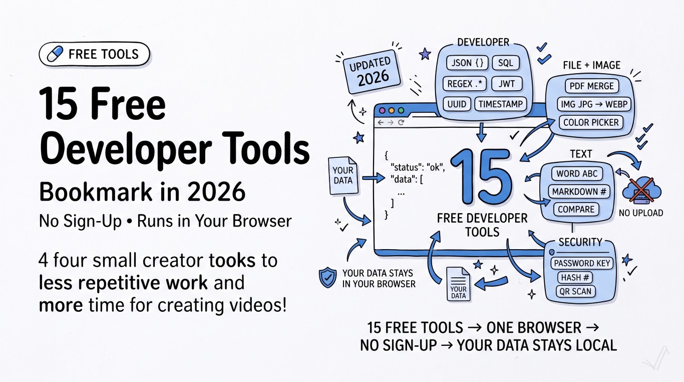 15 Free Online Developer Tools to Bookmark in 2026 (No Sign-Up Required)
