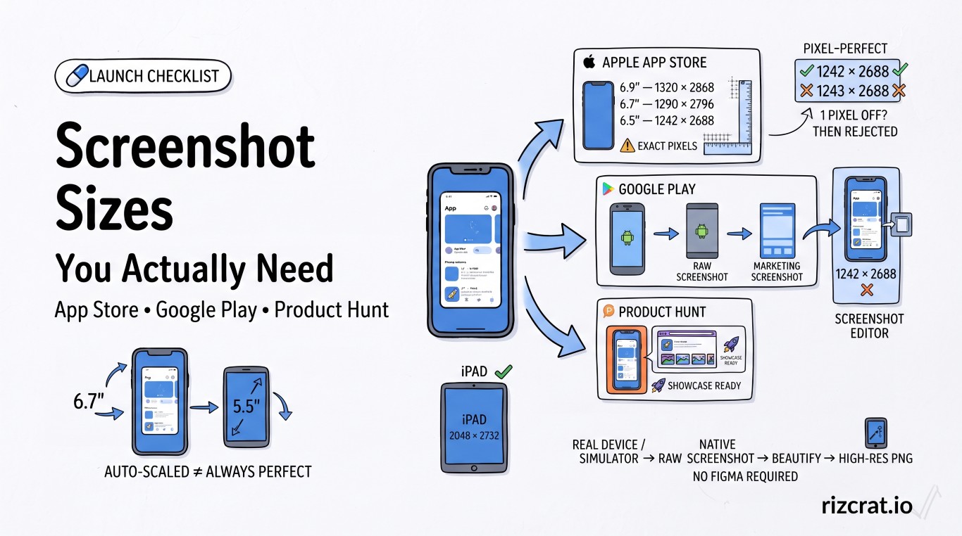 The Screenshot Sizes You Actually Need for the App Store, Google Play, and Product Hunt