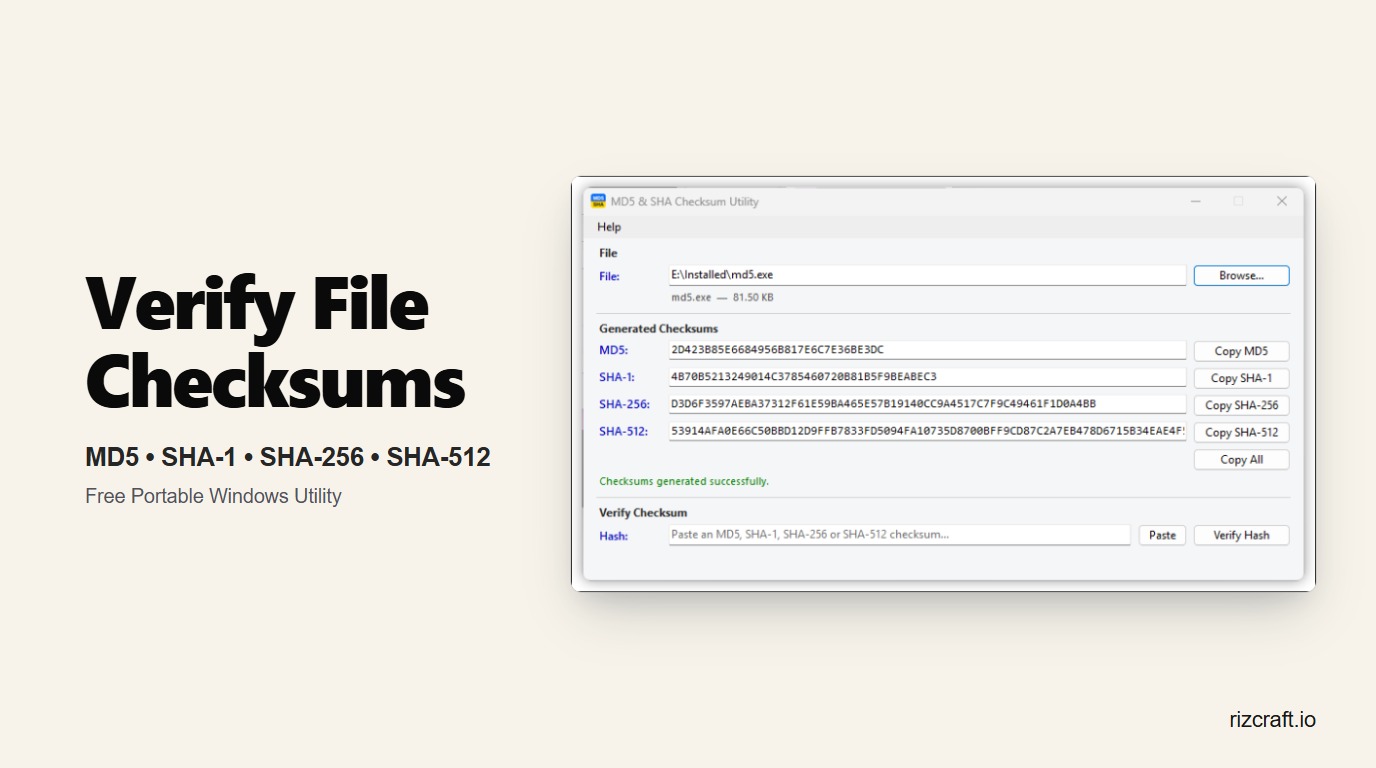 How to Verify File Checksums on Windows with MD5, SHA-1, SHA-256, and SHA-512