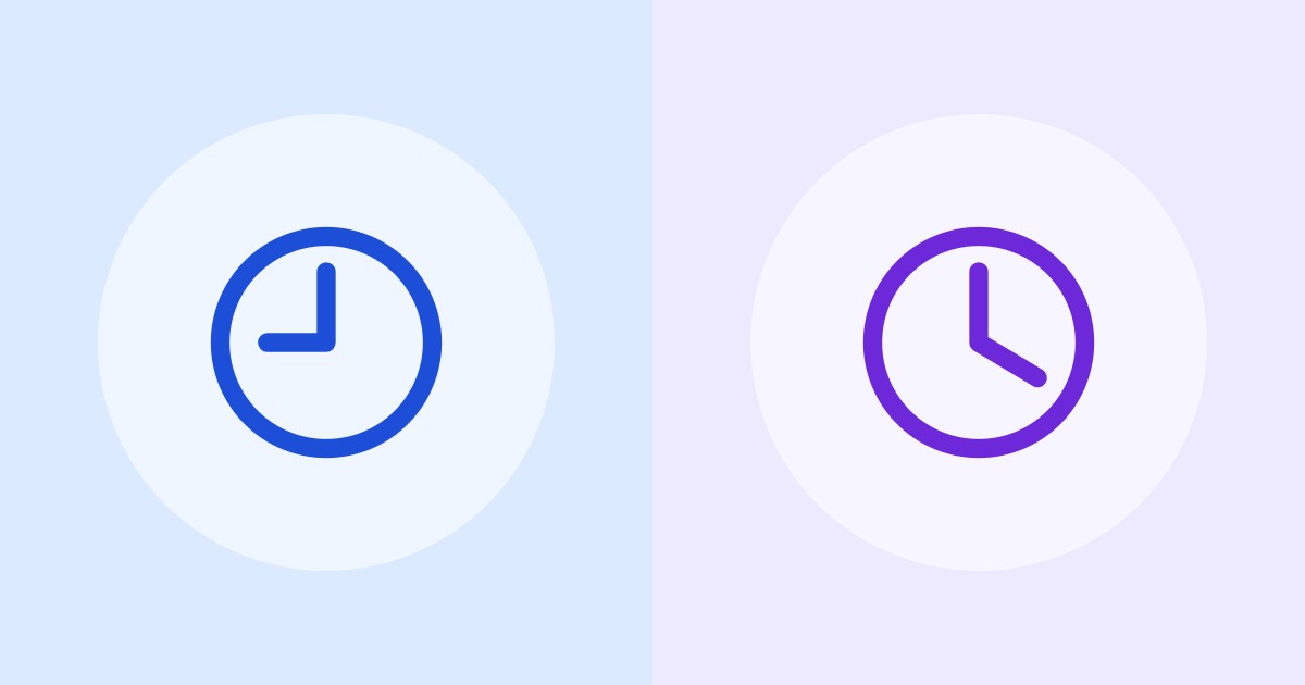 Two large clock faces representing different local times across a clock change