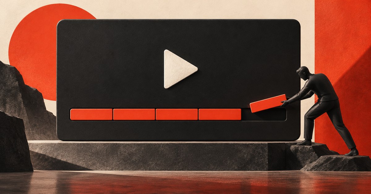 A segmented video progress bar with its final chapter being fitted into place